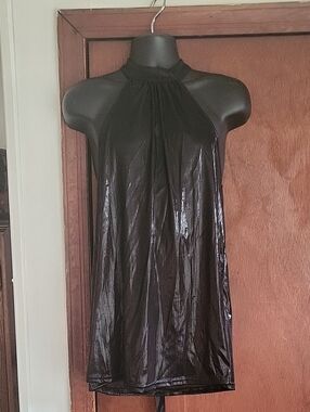 Black Halter Shine Mini Dress - Women